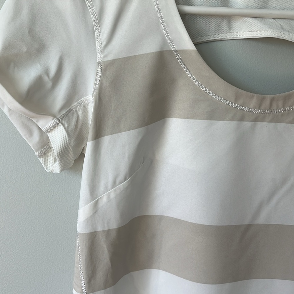 Lululemon Lightened Up Short Sleeve Stripe Tee Cashew White/White - Picture 6 of 10
